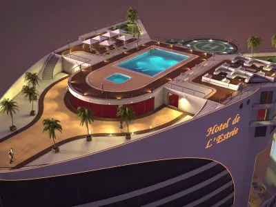 Tower - Rooftop and Inside - 3 floors Low-poly 3D model