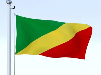 Animated Republic of the Congo Flag Low-poly 3D model