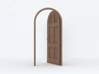 Vintage Wooden Door Low-poly 3D model