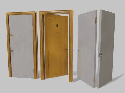 Door yellow 04 Low-poly 3D model