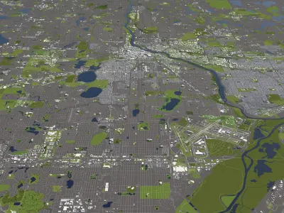 Minneapolis 50x50km City Map Model 3D model