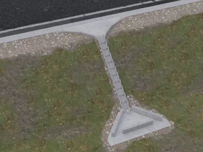 Road Stepped spillway set Low-poly 3D model