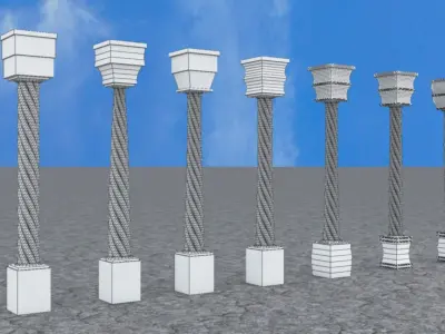 Pillar with Box and Cylinder using Taper and Twist Modifier 3D model