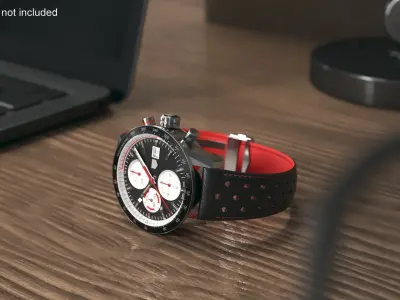  Dual Tone Racing Watch Black Red Strap 