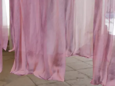 Sheer Curtains Low-poly 3D model