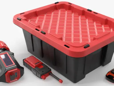  Emergency Gear Box with Radio Flashlight GPS Red 