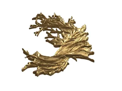 Golden Flowing Fabric decor set wall mural for CNC 02 3D print model
