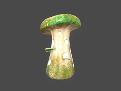 Fantasy Mushroom F09 Green Orange - Scene Backdrop Design Low-poly 3D model