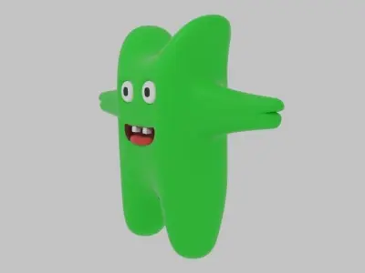 Mini Green Monster Low-poly 3D model