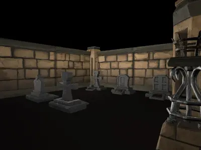 OLD CEMETERY ASSET PACK Low-poly 3D model