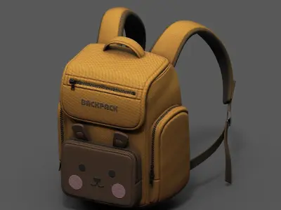 Backpack Camping color bag baggage pockets  Low-poly 3D model