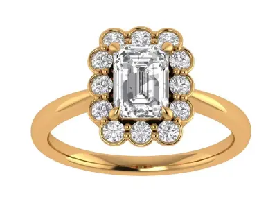 Emerald Solitaire Ring 3D print model 5