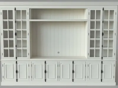 French Casement Media System Distressed White 3D model