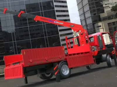  Truck Crane Manipulator ISUZU NPR Red 