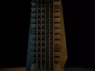 DYSTOPIAN BRUTALIST BUILDING SCIFI 06 Low-poly 3D model