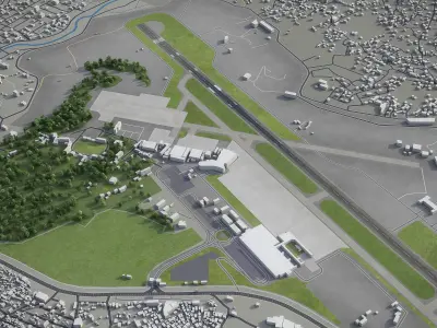 Tribhuvan International Airport - KTM Low-poly 3D model