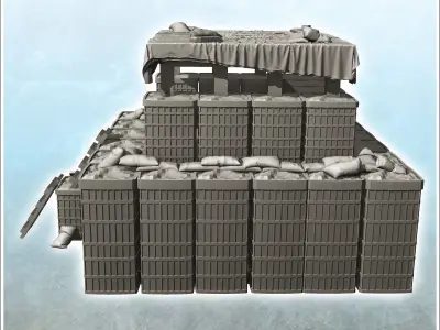 Fortified shooting range with hesco and access stairs 5 3D print model