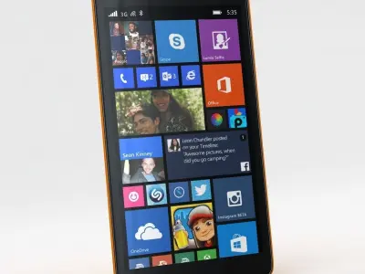 Microsoft Lumia 535 and Dual SIM Orange Low-poly 3D model