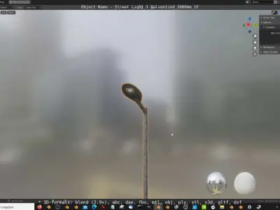 Street Light 1 Galvanized 3000mm 1F Low-poly 3D model