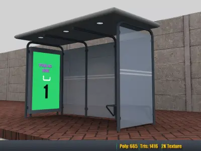 Bus Stop Modern4 Low-poly 3D model