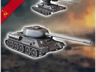 T-34-100 tank destroyer - Soviet army WW2 Second World East fron 3D print model