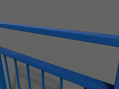 PBR Pedestrian Guard Rail Blue V4 Low-poly 3D model