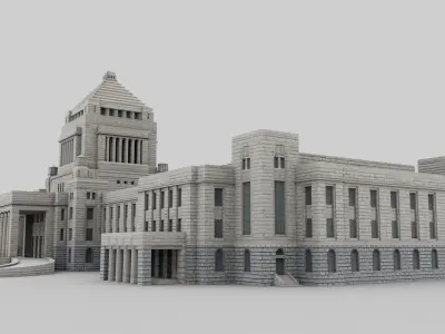 The National Diet Building Low-poly 3D model