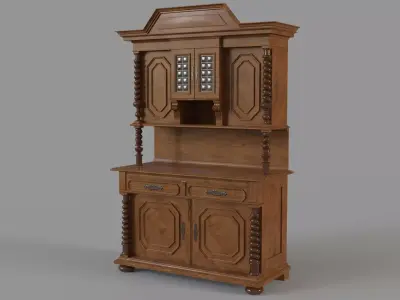 Oak Antique Cabinet 3D model