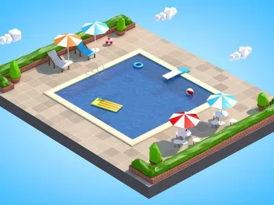Low Poly Swimming Pool Low-poly 3D model