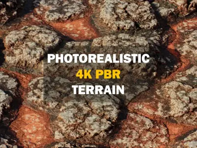 Realistic Volcanic Terrain 3D Environment PBR Low-poly 3D model