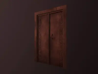 Door - old eastern style Low-poly 3D model