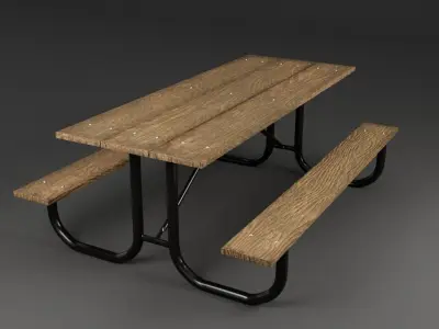 Picnic Table 3D Model Old weathered and new light colored wood 3D model