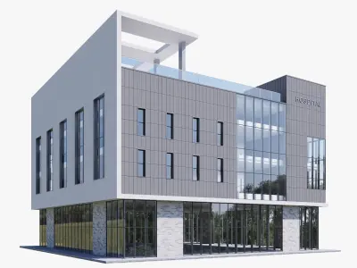 Hospital Low-poly 3D model