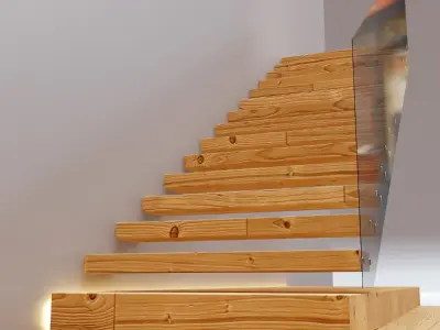 Stairs Set 04 - Stairs with 4 diferent designs Low-poly 3D model
