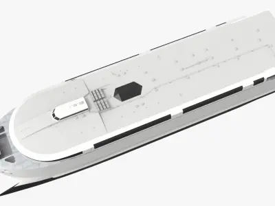 Eco-Friendly High-Speed Ferry Catamaran White Simplified 3D model