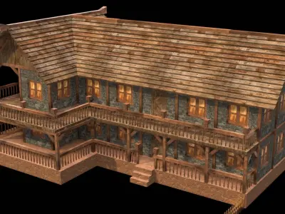 Historical Medieval Building Low Poly Model Low-poly 3D model