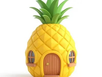 Stylized Pineapple House 3D Model Collection Low-poly 3D model