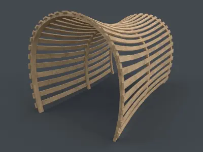 PBR Wooden Pergola Gazebo A1 Low-poly 3D model