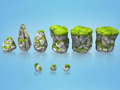 Low poly stones and rocks Low-poly 3D model