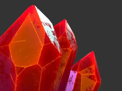 Red Crystals Low-poly 3D model