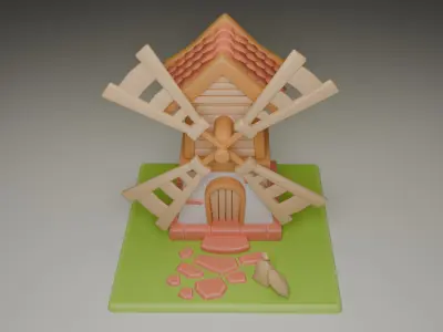 Windmill Low Poly 3D model