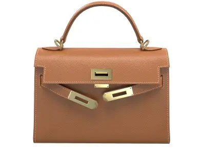 Hermes Kelly Bag Brown Leather Low-poly 3D model