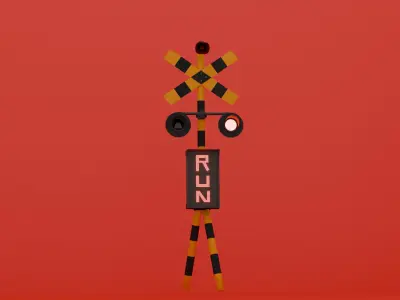 moving railroad crossing 3D model