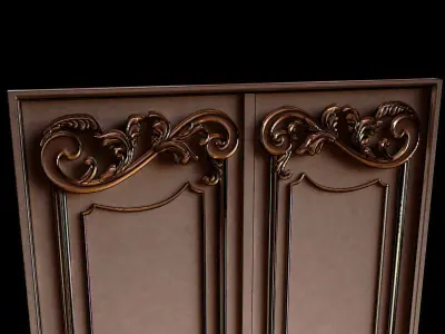 Door model pair of doors in style of art deco 3D model