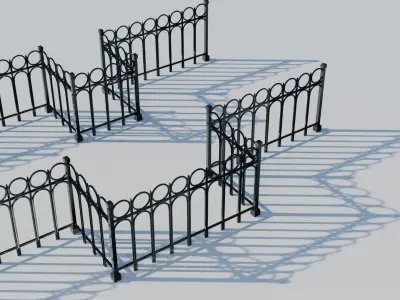modular metal fence no 2 3D model