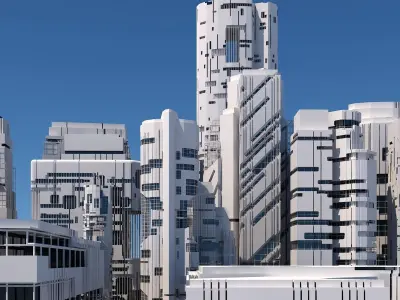 Futuristic Sci-Fi Skyscrapers 002 3D model