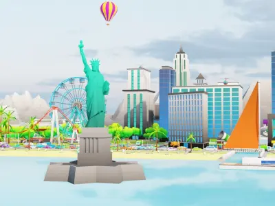 Cartoon City Pack Modular Low Poly Urban Assets Low-poly 3D model