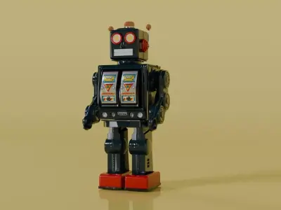 Tin Robot Toy Low-poly 3D model