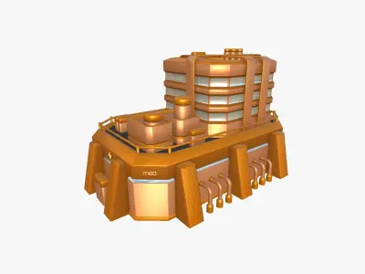 SciFi Hospital A04 Orange - Sci Fi Exterior Design Low-poly 3D model