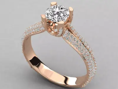 Women Light Weight Solitare Diamond Wedding Ring   26 3D print model